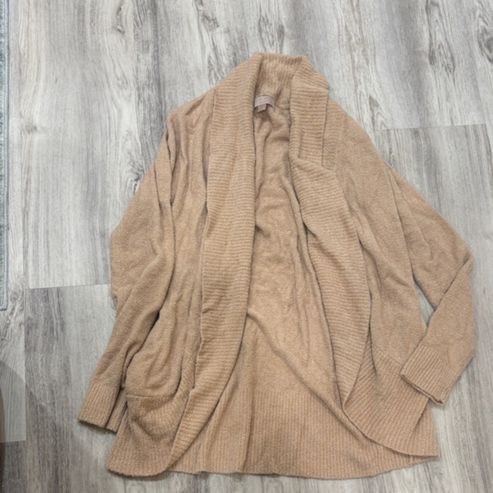 Barefoot Dreams Cozy Chic lite circle  cardigan size Medium  tan color open